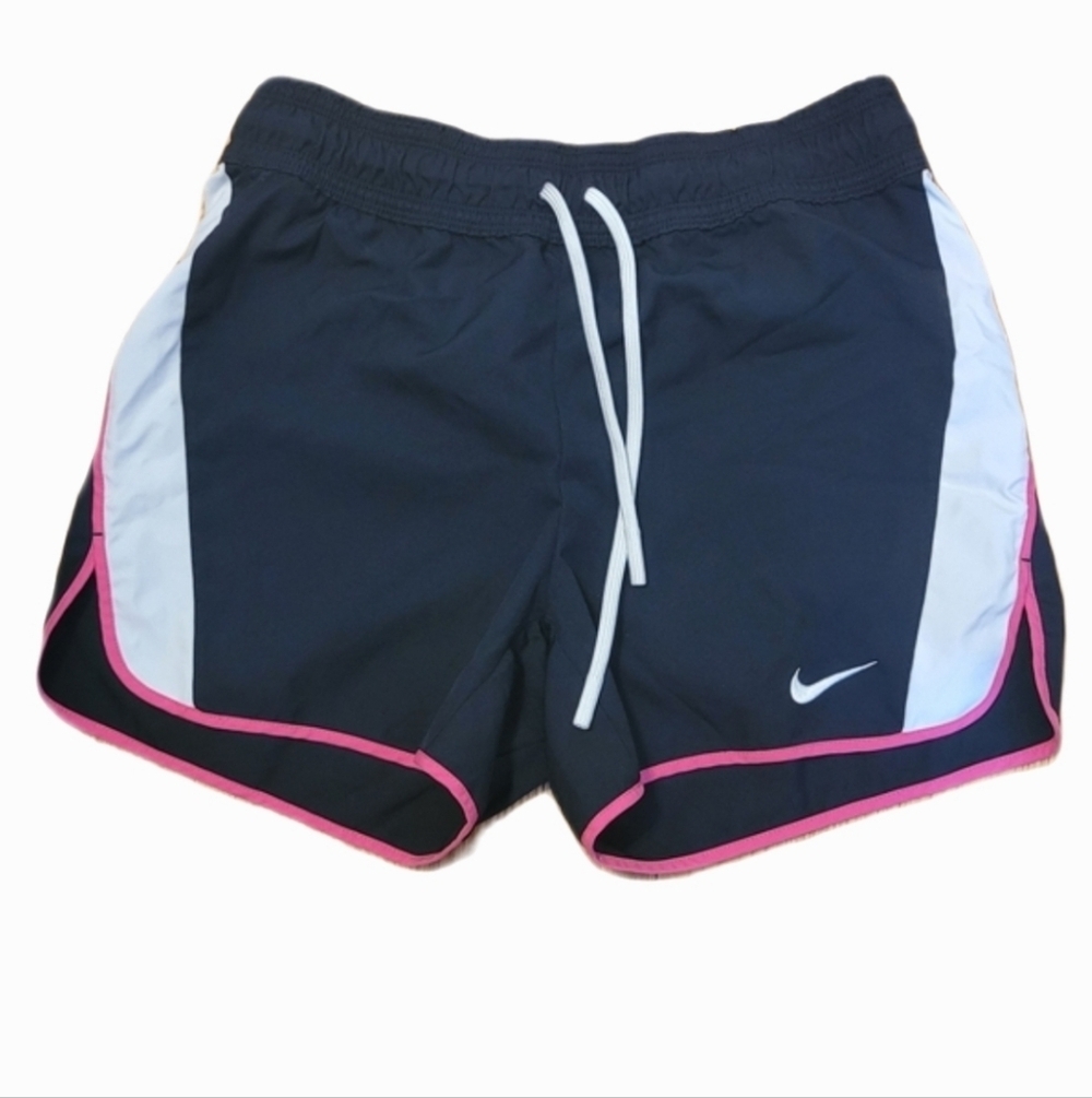 Nike Women's Dri-fit Black With White And Pink Running Shorts Size Small